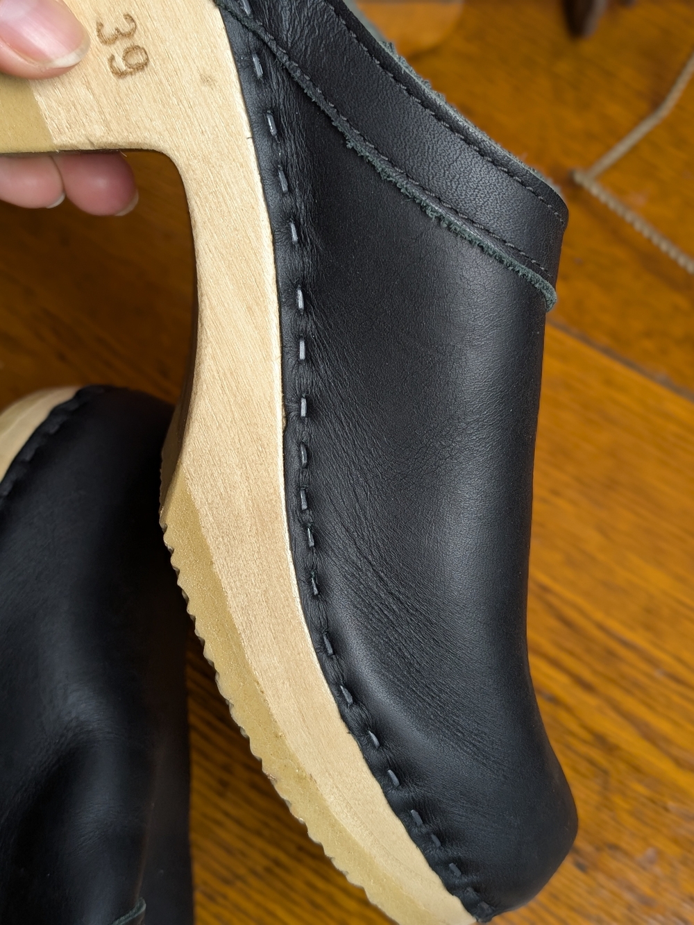 No.6 Black Leather Wood Platform Clogs Shoes EU 39 - Picture 12 of 13